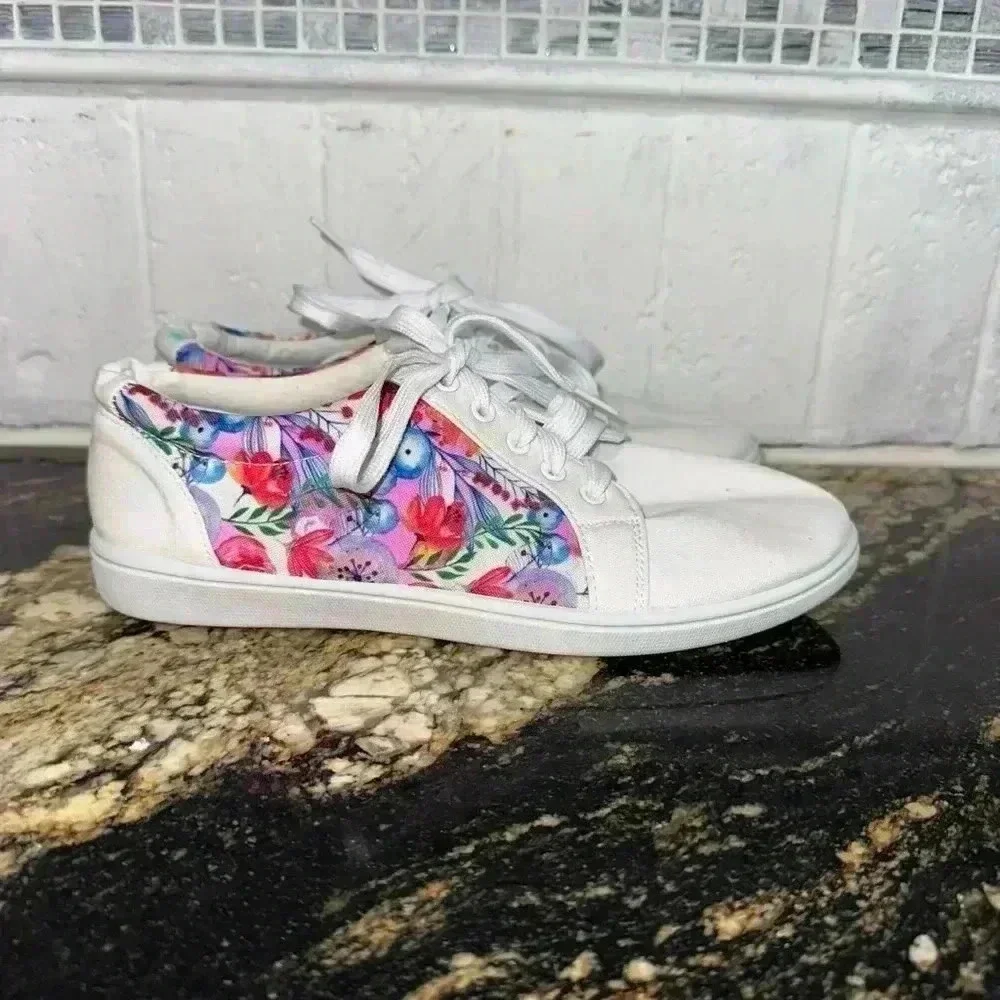 Women's Unbranded Sneakers White Pink Floral Size 6 - Picture 7 of 11